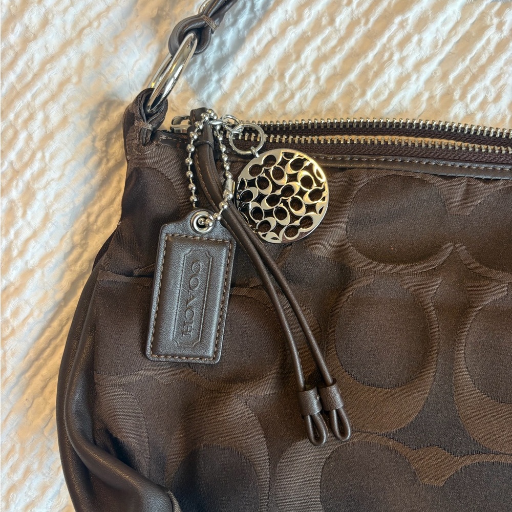 Coach Dark Brown Monogram Shoulder Bag